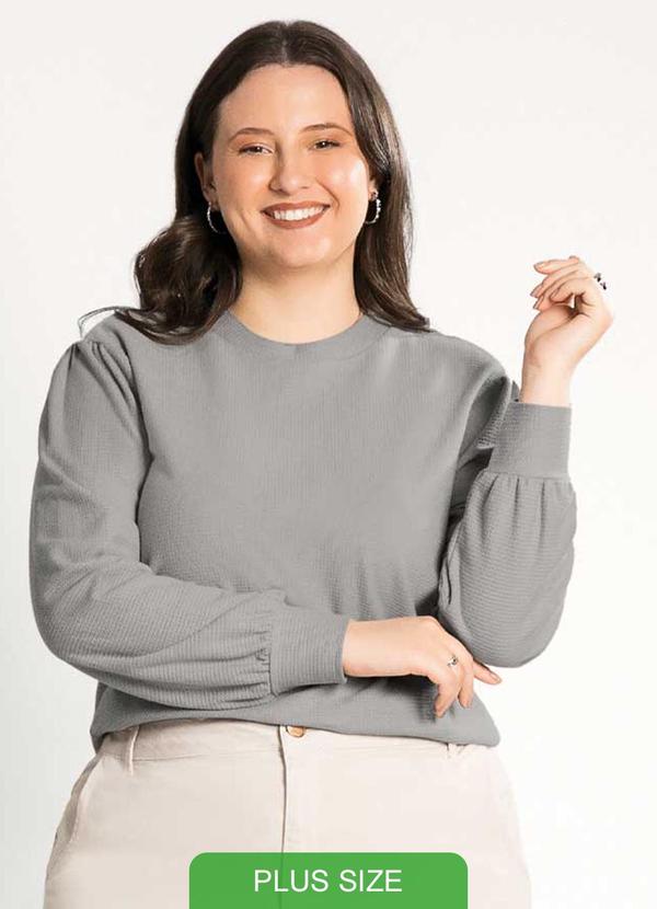 Habana - Blusão Feminino Plus Size Moderno Cinza