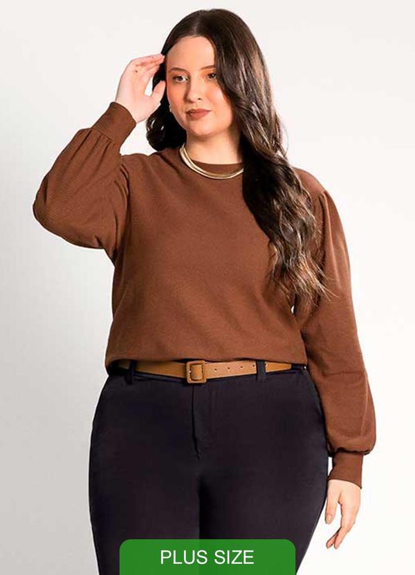 Habana - Blusão Feminino Plus Size Moderno Marrom
