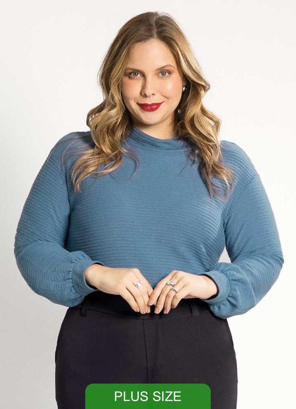 Habana - Blusão Feminino Plus Size Versátil Azul