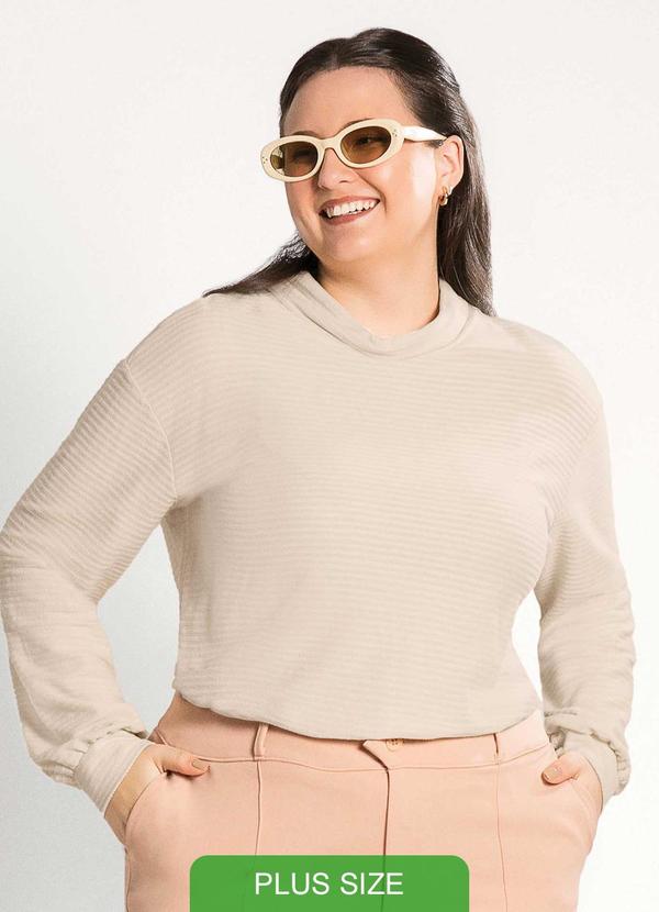 Habana - Blusão Feminino Plus Size Versátil Bege 1