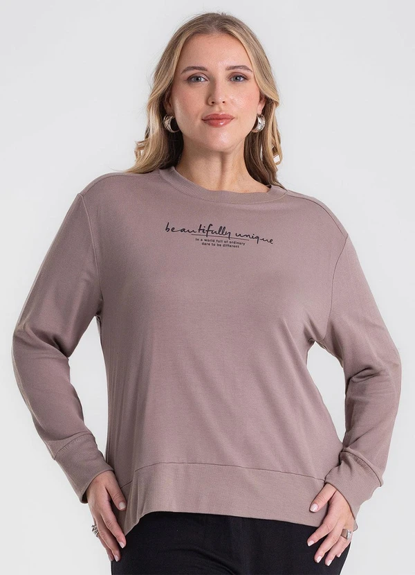 Secret Glam - Blusão Molecotton Plus Size Marrom 4