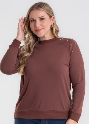 Secret Glam - Blusão Molecotton Plus Size Marrom - SECRET GLAM