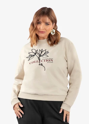 Secret Glam - Blusão Moletom Plus Size Bege - SECRET GLAM