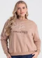 Secret Glam - Blusão Moletom Plus Size Bege - variação: Marrom