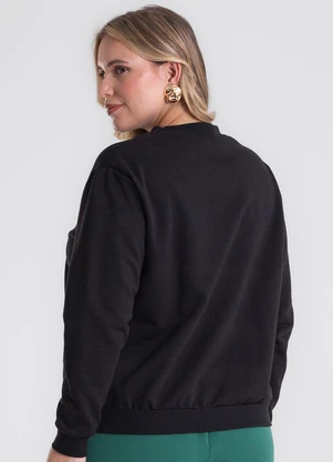 Secret Glam - Blusão Moletom Plus Size Preto - SECRET GLAM