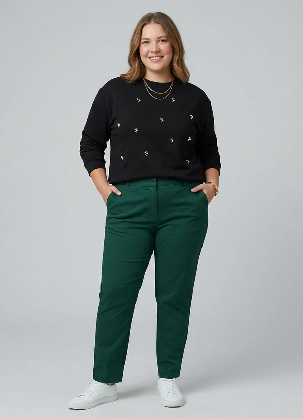 Secret Glam - Blusão Plus Size com Rebite em Moletom Preto