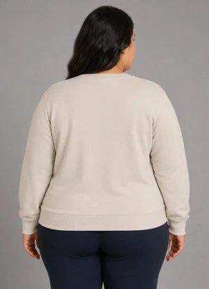 Secret Glam - Blusão Plus Size Manga Longa Bege - SECRET GLAM