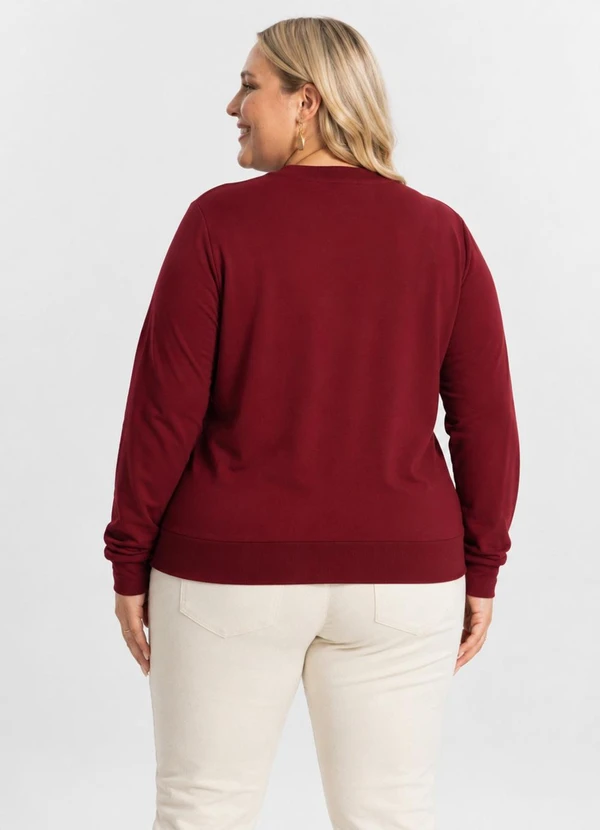 Secret Glam - Blusão Plus Size Manga Longa Vermelho