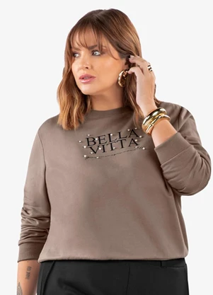 Secret Glam - Blusão Plus Size Marrom - SECRET GLAM