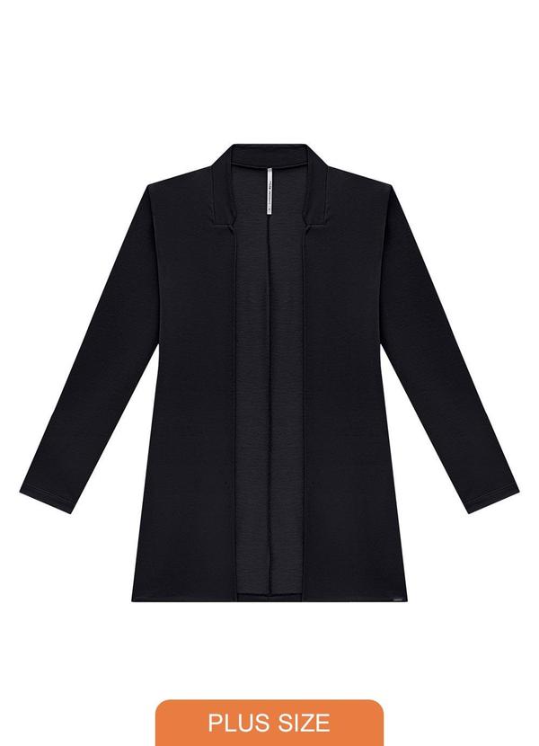 Lunender Mais Mulher - Casaco Alongado Plus Size em Moletom Denim Preto