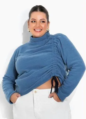 Marguerite - Casaco Azul com Cordão Ajustável Plus Size - MARGUERITE