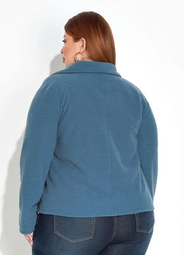 Marguerite - Casaco Azul com Frente Aberta e Gola Plus Size 5