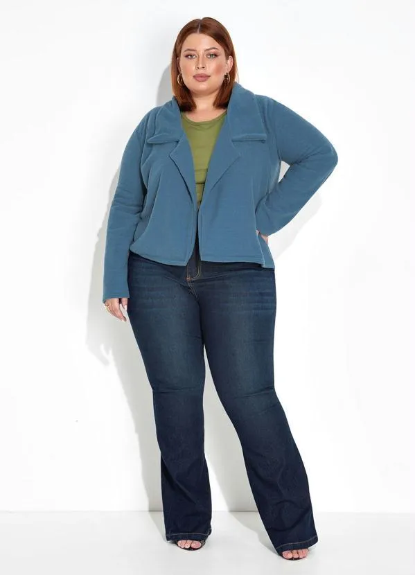 Marguerite - Casaco Azul com Frente Aberta e Gola Plus Size 4