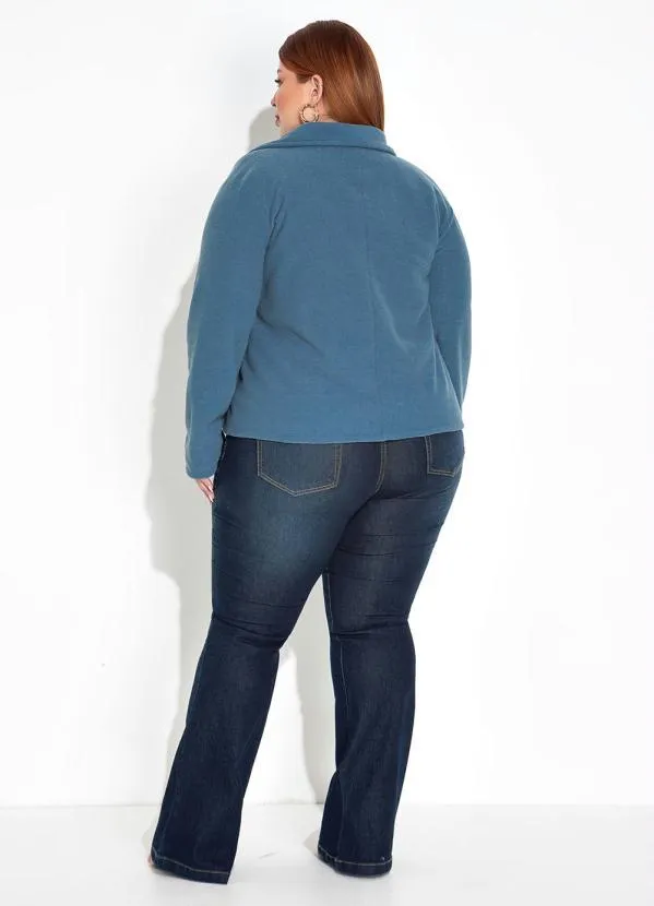 Marguerite - Casaco Azul com Frente Aberta e Gola Plus Size 3