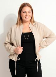 Casaco Bege Bomber Tecido Plano