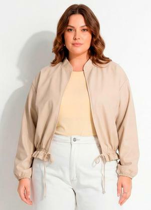 Casaco (Bege) Bomber Tecido Plano