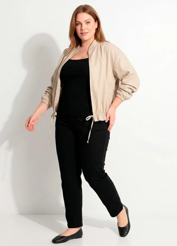 Marguerite - Casaco Bege Bomber Tecido Plano 4