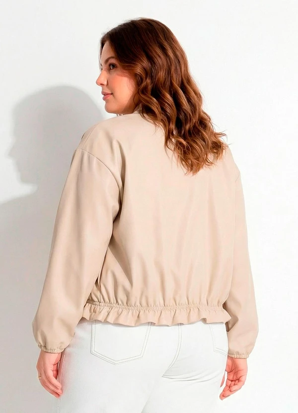 Marguerite - Casaco Bege Bomber Tecido Plano 6