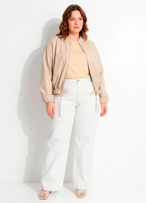 Marguerite - Casaco Bege Bomber Tecido Plano 7