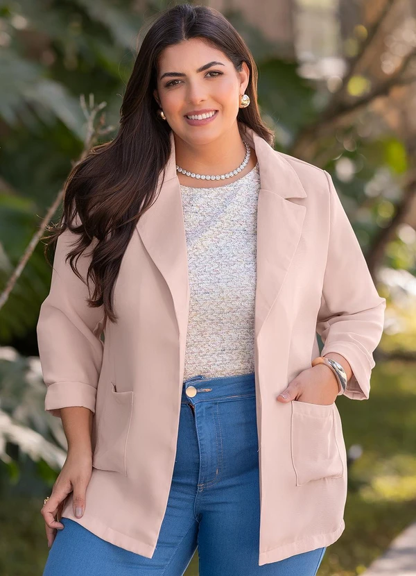 Marguerite - Casaco Bege Claro em Crepe Plano