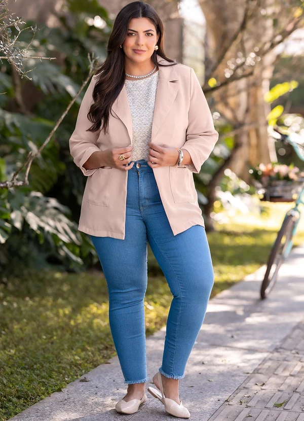 Marguerite - Casaco Bege Claro em Crepe Plano 8