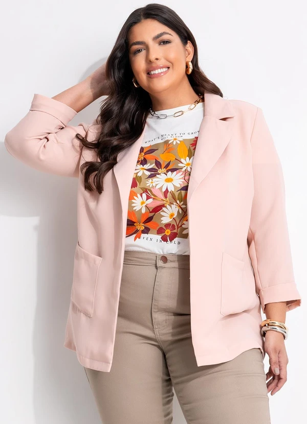 Marguerite - Casaco Bege Claro em Crepe Plano 7