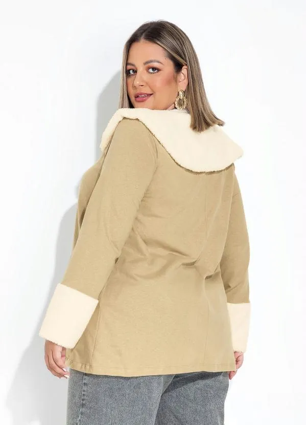 Marguerite - Casaco Bege com Pelo Sintético Plus Size 4