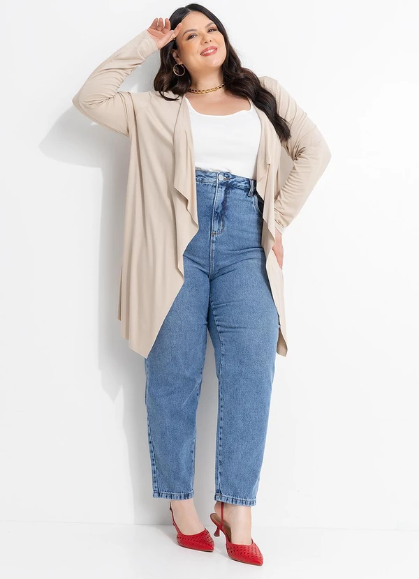 Marguerite - Casaco Bege Malha de Viscose com Elastano 3