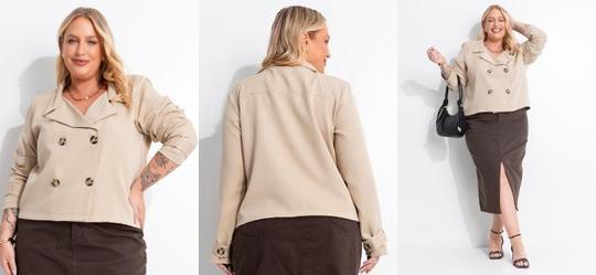 Casaco Bege Trench Coat Curto
