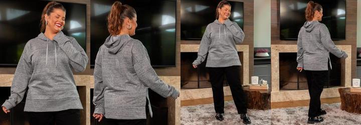 Casaco Cinza em Moletinho Rajado