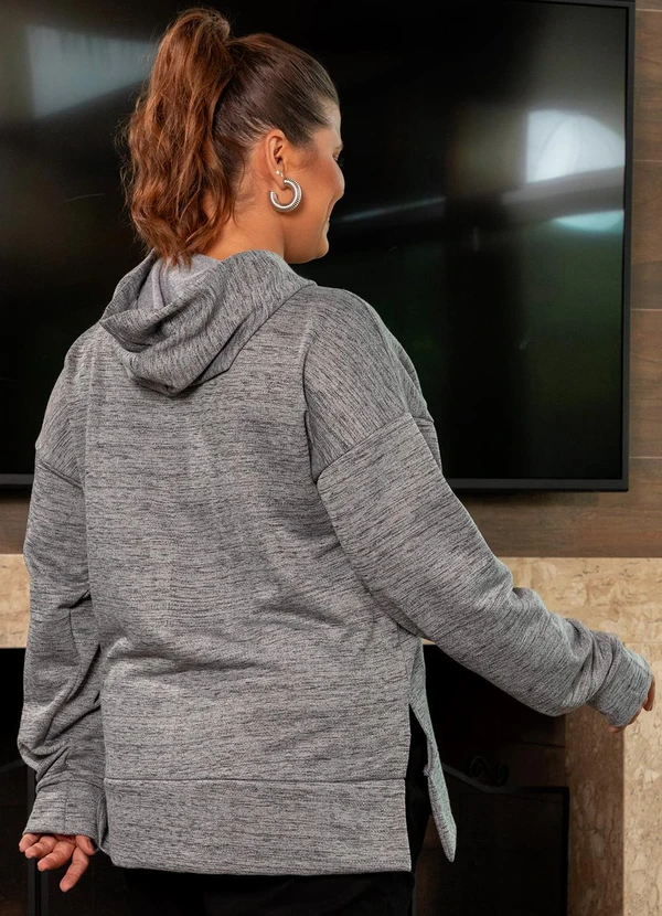 Marguerite - Casaco Cinza em Moletinho Rajado 2