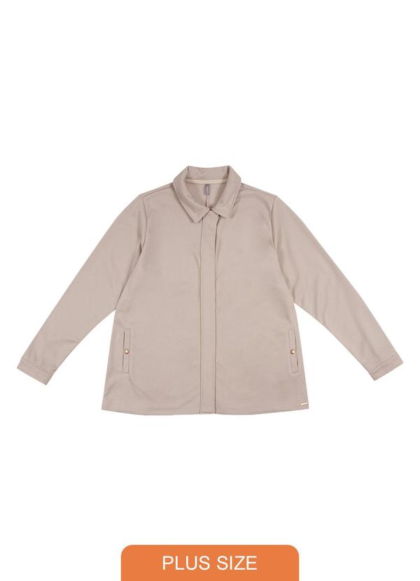 Cativa Plus Size - Casaco de Moletom com Zíper Invisivel Branco