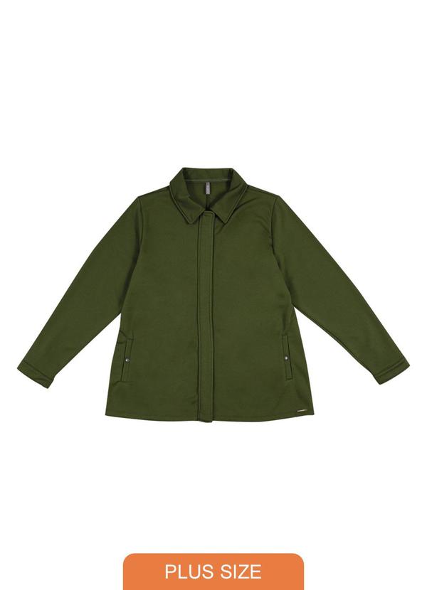 Cativa Plus Size - Casaco de Moletom com Zíper Invisivel Verde