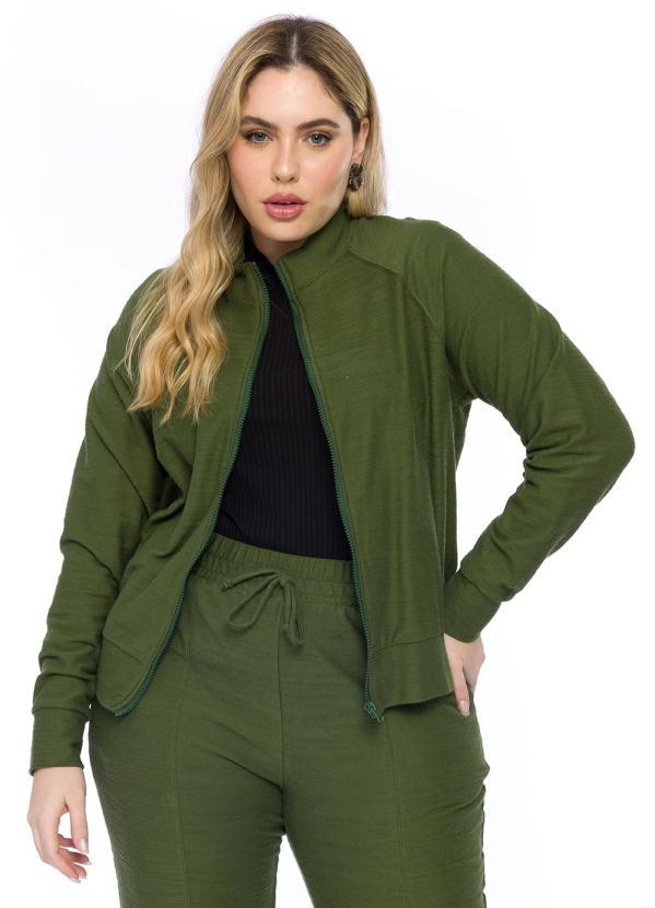 Lisamour - Casaco de Moletom Rústico Verde