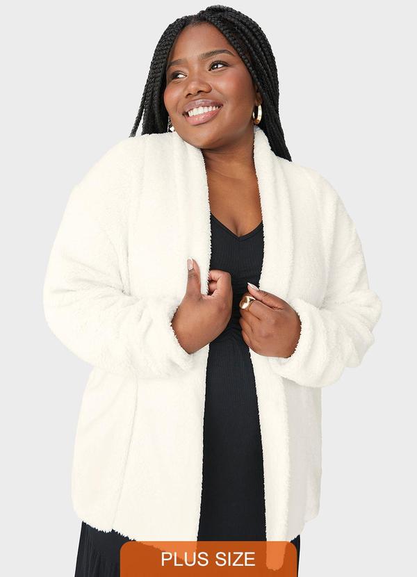 Malwee - Casaco Feminino em Pelúcia Plus Bege