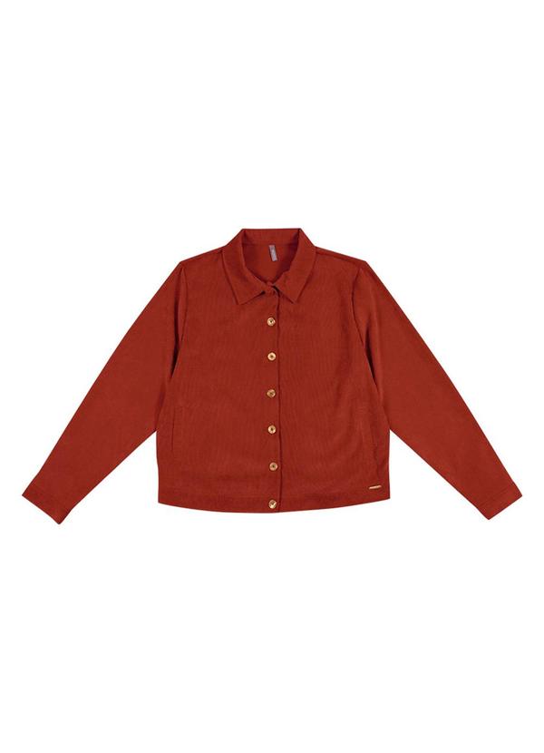 Cativa Plus Size - Casaco Feminino em Veludo Cotelê Vermelho 5