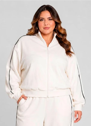 Dianna - Casaco Feminino Gola Alta Dupla Bege - DIANNA