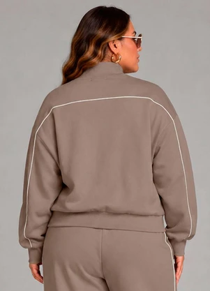 Dianna - Casaco Feminino Gola Alta Dupla Marrom - DIANNA