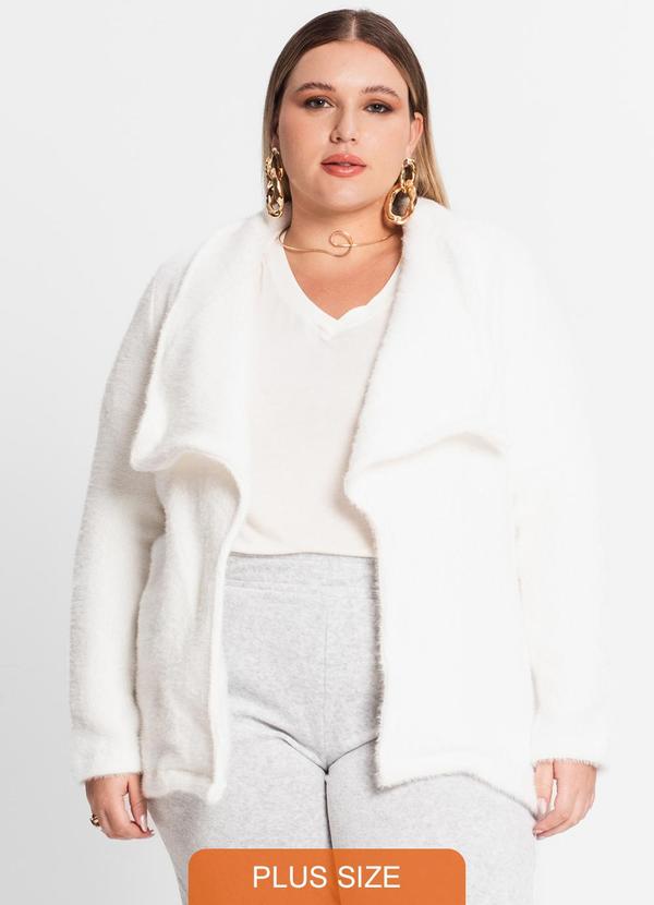 Secret Glam - Casaco Feminino Plus Size em Tweed Bege