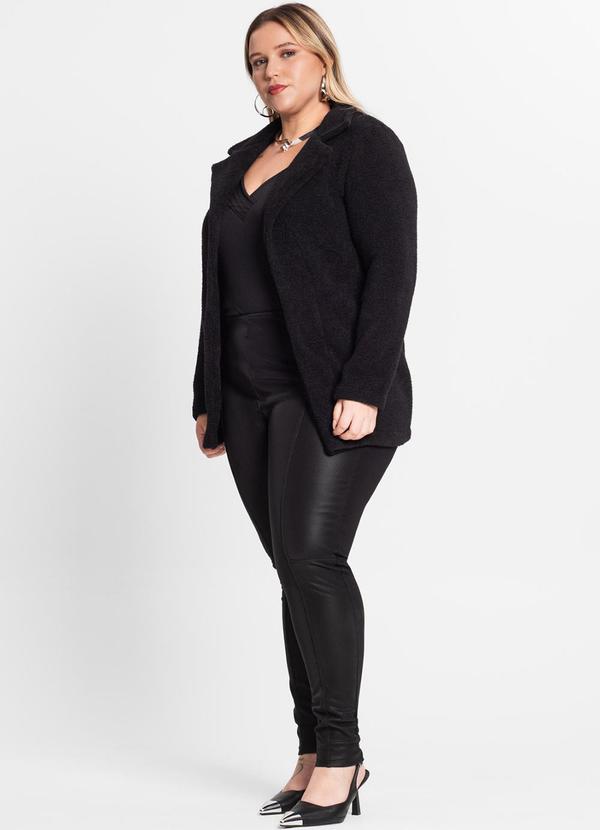 Secret Glam - Casaco Feminino Plus Size em Tweed Preto 3