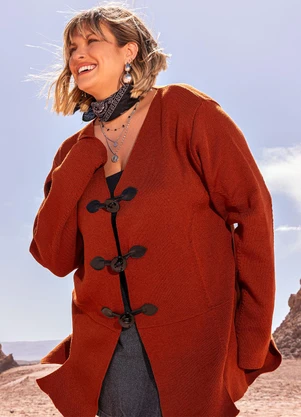 Marguerite - Casaco Ferrugem em Tricô - MARGUERITE