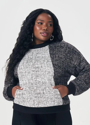 Lisamour - Casaco Manga Longa com Recorte Frontal Preto - LISAMOUR