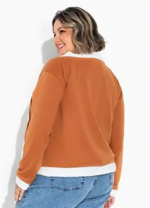 Marguerite - Casaco Marrom com Frente Aberta Plus Size - MARGUERITE