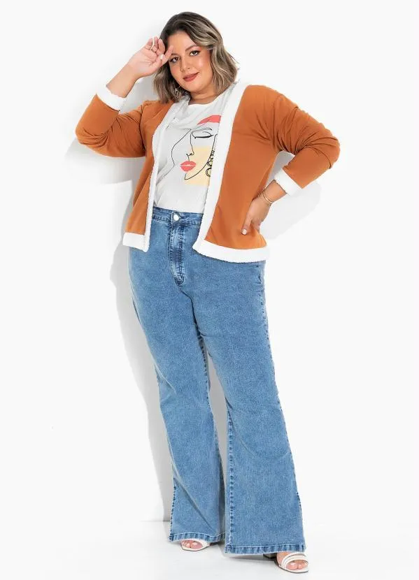 Marguerite - Casaco Marrom com Frente Aberta Plus Size 2