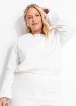 Marguerite - Casaco Off White em Moletom Peluciado - MARGUERITE