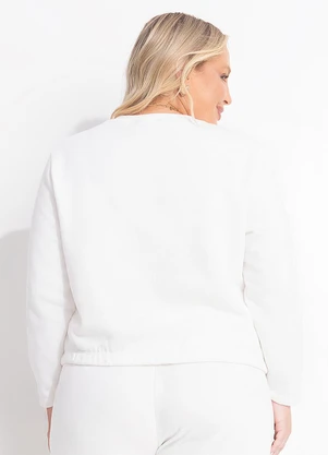 Marguerite - Casaco Off White em Moletom Peluciado - MARGUERITE