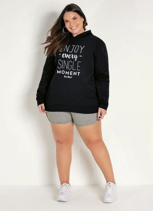 Marguerite - Casaco Preto com Capuz Plus Size 2