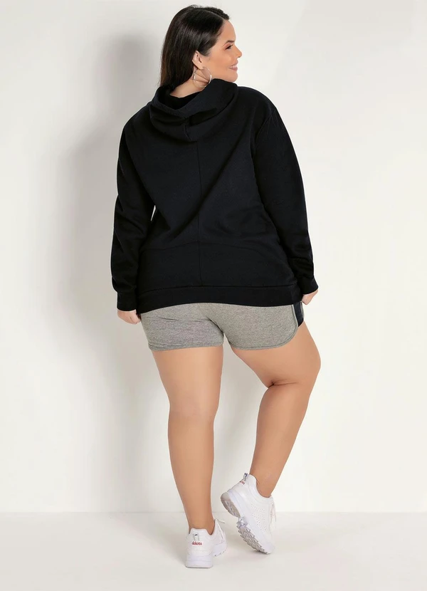 Marguerite - Casaco Preto com Capuz Plus Size 1