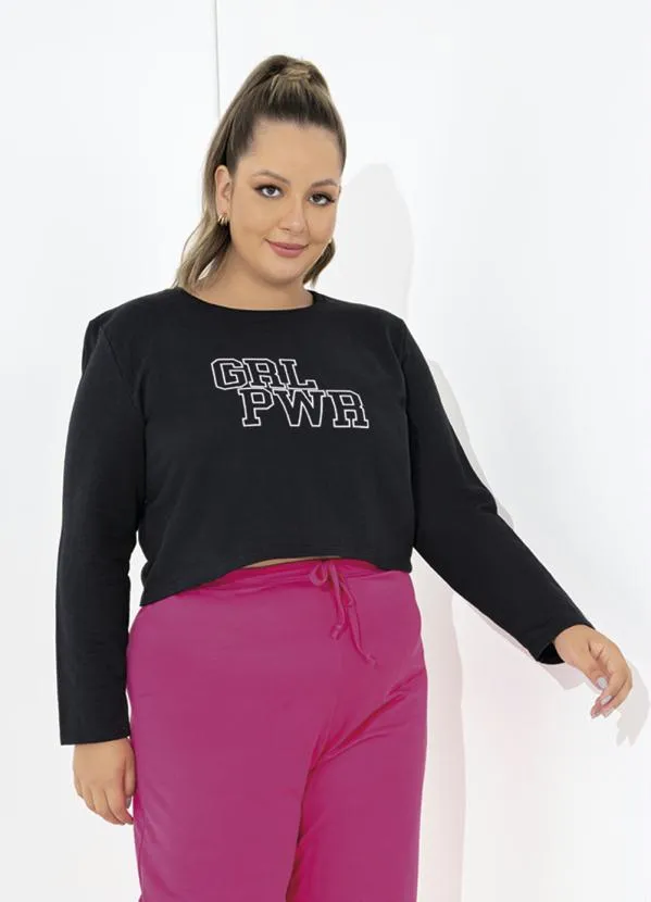Queima Estoque - Casaco Preto com Estampa Plus Size 4