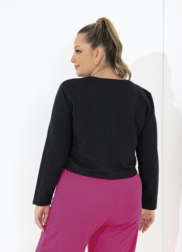 Queima Estoque - Casaco Preto com Estampa Plus Size 2